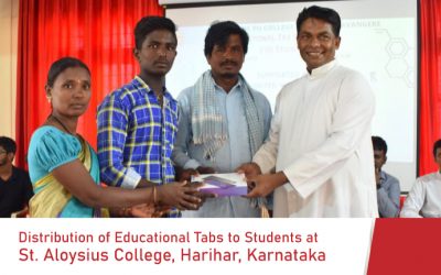 Distribution of Educational Tabs to Students at St. Aloysius College, Harihar, Karnataka